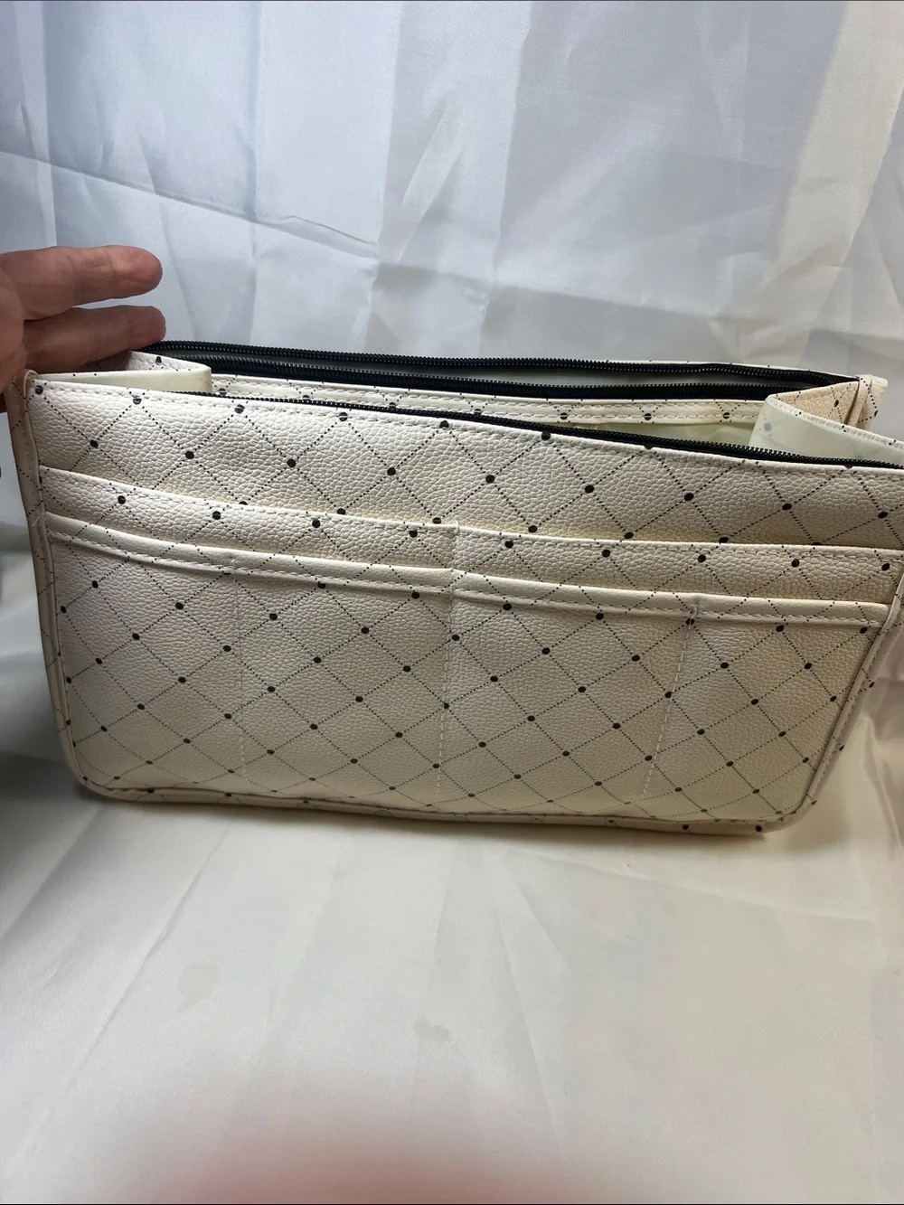 White Quilted Travel Pouch Set - Women Bags